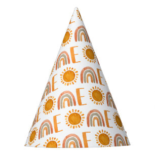 One - Modern Rainbow and Sunshine 1st Birthday  Party Hat