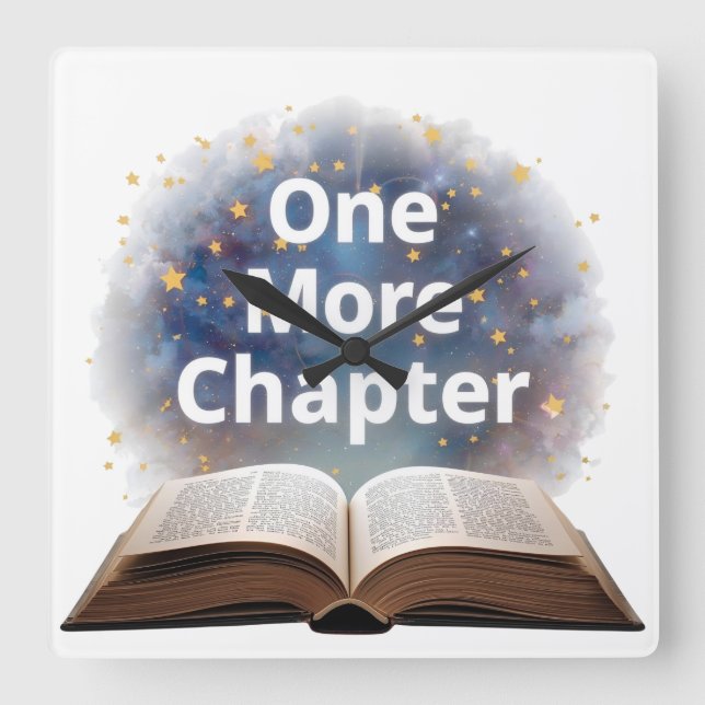 One More Chapter Book Lovers Reading Magic Square Wall Clock (Front)