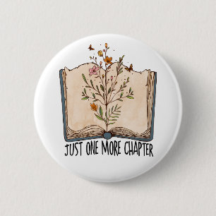 One more chapter book wild flowers butterfly  6 cm round badge