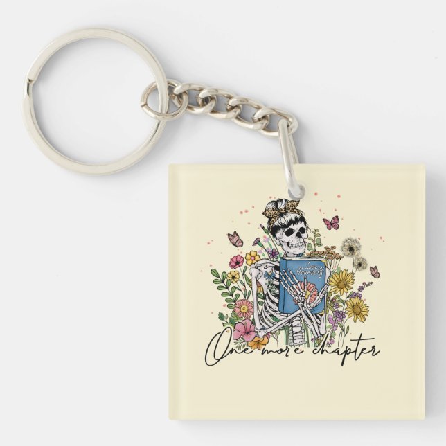 One More Chapter Floral Skeleton Key Ring (Front)