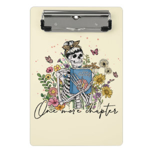 One More Chapter Floral Skeleton Mini Clipboard