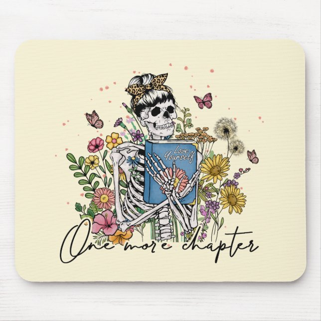One More Chapter Floral Skeleton Mouse Mat (Front)