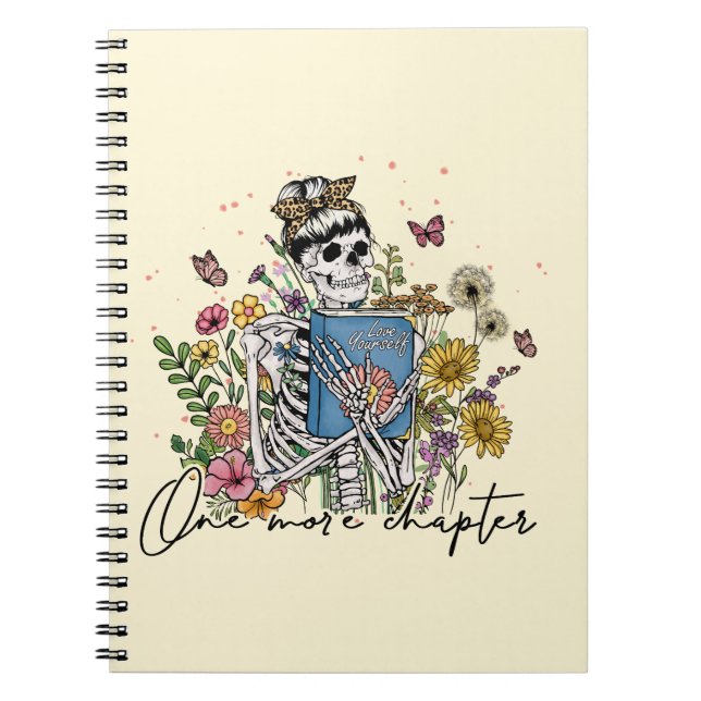 One More Chapter Floral Skeleton Notebook (Front)