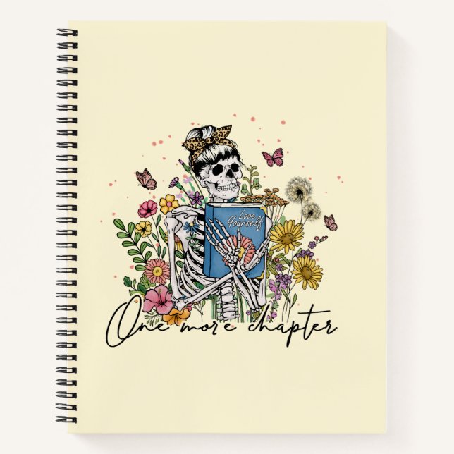 One More Chapter Floral Skeleton Notebook (Front)