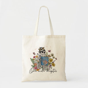 One More Chapter Floral Skeleton Tote Bag