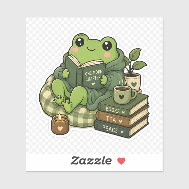 One More Chapter Frog Sticker | Cute Book Lover Fr (Sheet)