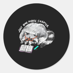 One more chapter racoon reading funny book lover classic round sticker