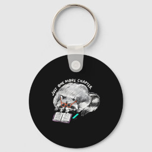 One more chapter racoon reading funny book lover key ring