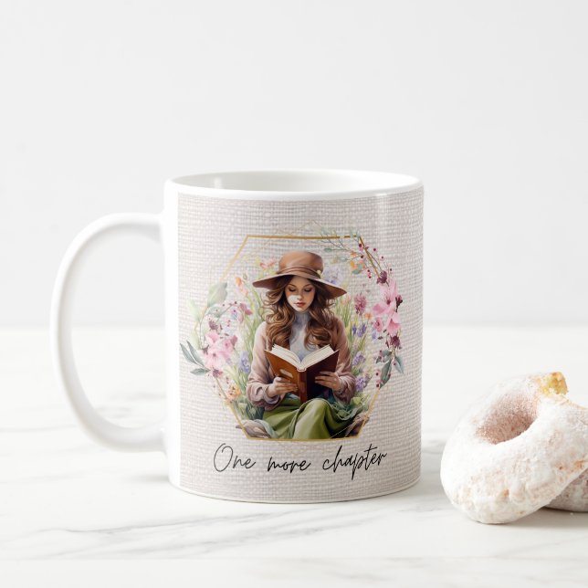 One More Chapter Textured Background Coffee Mug (With Donut)
