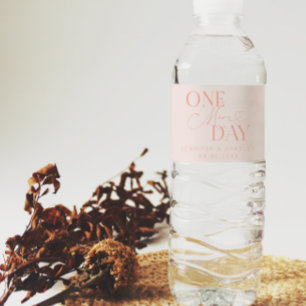One More Day Wedding Rehearsal Blush Pink Water Bottle Label