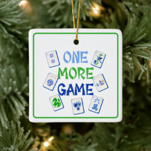 One More Game Blue Green Tiles Mahjong Ceramic Ornament
