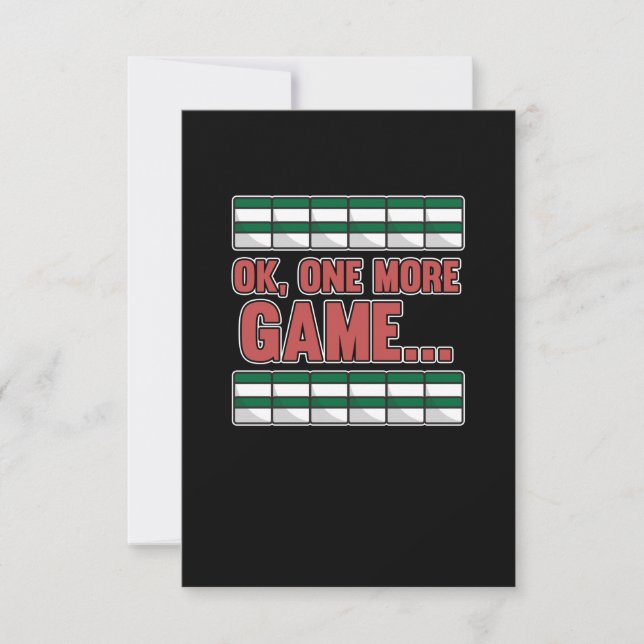 One More Game Mahjong Player Games Boys Girls RSVP Card (Front)
