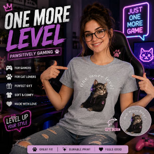 One More Level Cat Gamer T-Shirt   Cute Gaming Cat Tri-Blend Shirt
