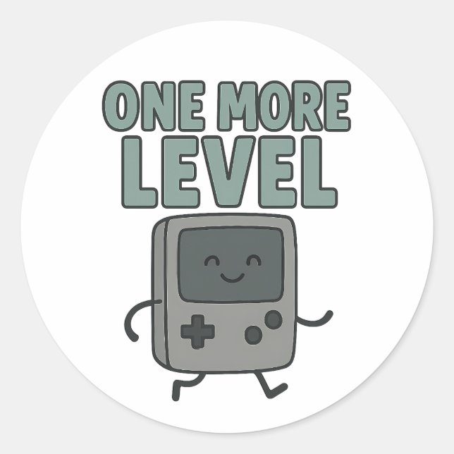 One More Level Cute Retro Gaming Console Cartoon Classic Round Sticker (Front)