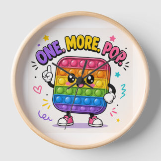 One More Pop! Colourful Rainbow Pop It Wall Art  Clock