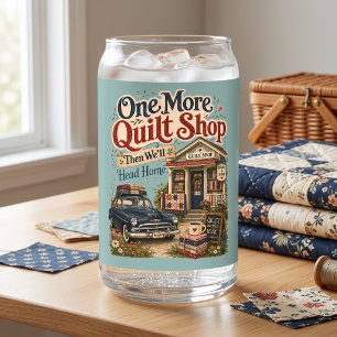 One More Quilt Shop Vintage Cottage Scene Can Glass