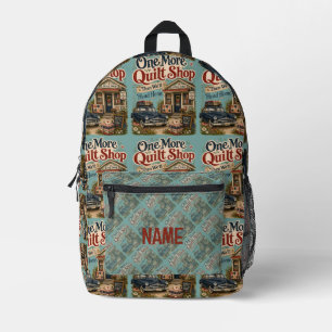 One More Quilt Shop Vintage Cottage Scene Printed Backpack