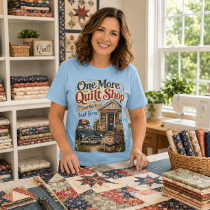 One More Quilt Shop Vintage Cottage Scene T-Shirt