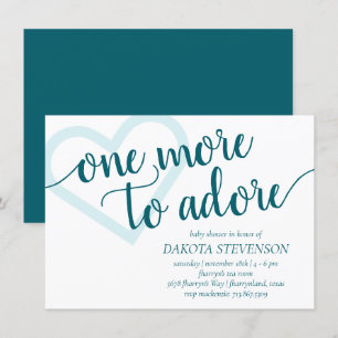 One More to Adore   Aqua Teal Heart Baby Shower Invitation