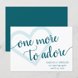 One More to Adore   Aqua Teal Heart Pregnancy Announcement
