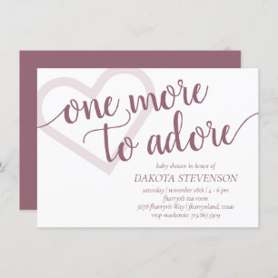 One More to Adore Dusty Mauve Pink Baby Shower Invitation