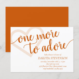 One More to Adore   Fall Orange Heart Baby Shower Invitation