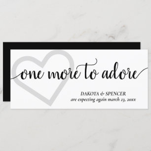 One More to Adore Simple Black Heart Pregnancy Announcement