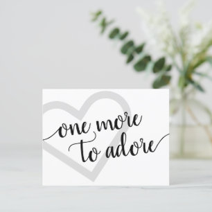 One More to Adore   Simple Black Heart Pregnancy Announcement Postcard