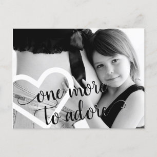 One More to Adore   Simple Black Pregnancy Photo Announcement Postcard