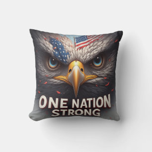 One Nation Strong USA Flag Patriotic Gift Cushion