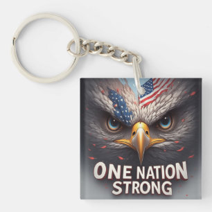 One Nation Strong USA Flag Patriotic Gift Key Ring