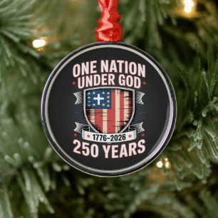One Nation Under God 1776 2026 Metal Tree Decoration