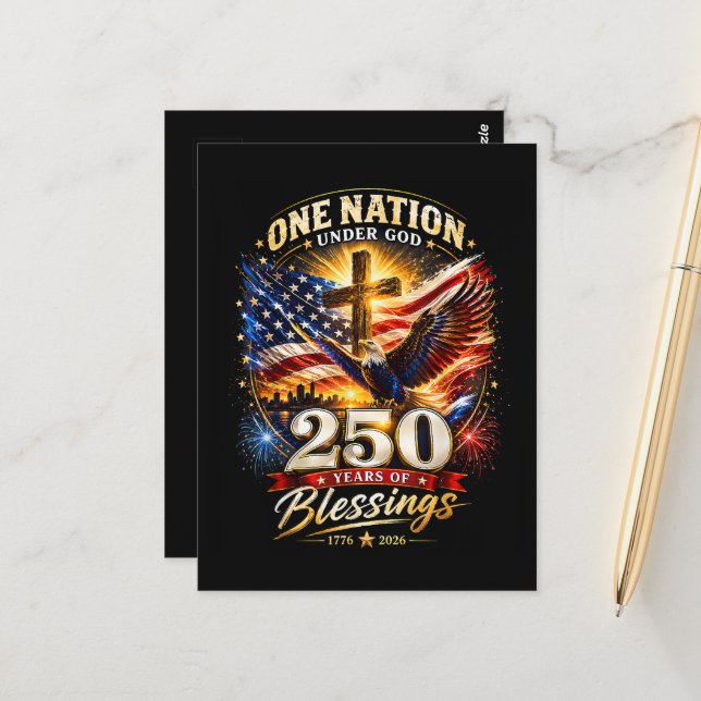 One Nation Under God 250 Years 250th Anniversary  Postcard (Front/Back In Situ)