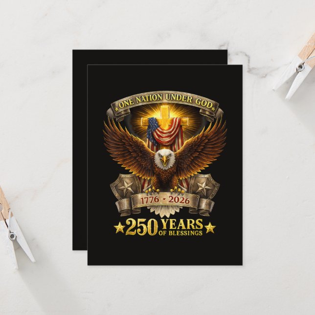 One Nation Under God 250 Years Blessings  Invitation (Front/Back In Situ)