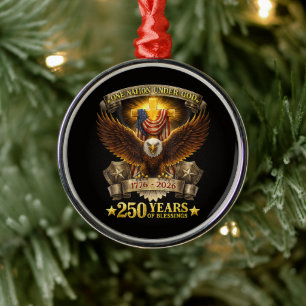 One Nation Under God 250 Years Blessings Metal Tree Decoration