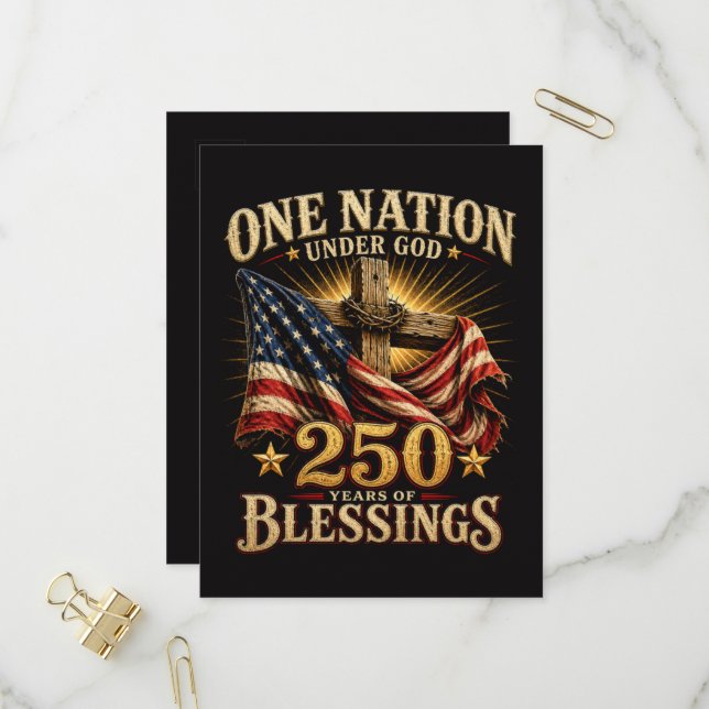 One Nation Under God 250 Years  Invitation Postcard (Front/Back In Situ)