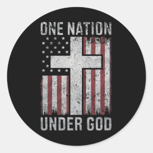 One Nation Under God 4th Of July Vintage Patriotic Classic Round Sticker