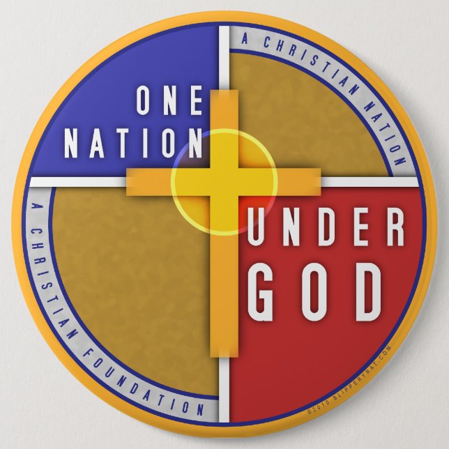 One Nation Under God 6 Cm Round Badge (Front)