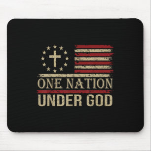 One Nation Under God America Pride Us Flag Jesus C Mouse Mat