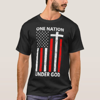 One Nation Under God American Faith USA Funny 4th  T-Shirt
