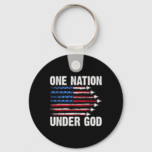 One Nation Under God American Flag 4th Of July Fig Key Ring