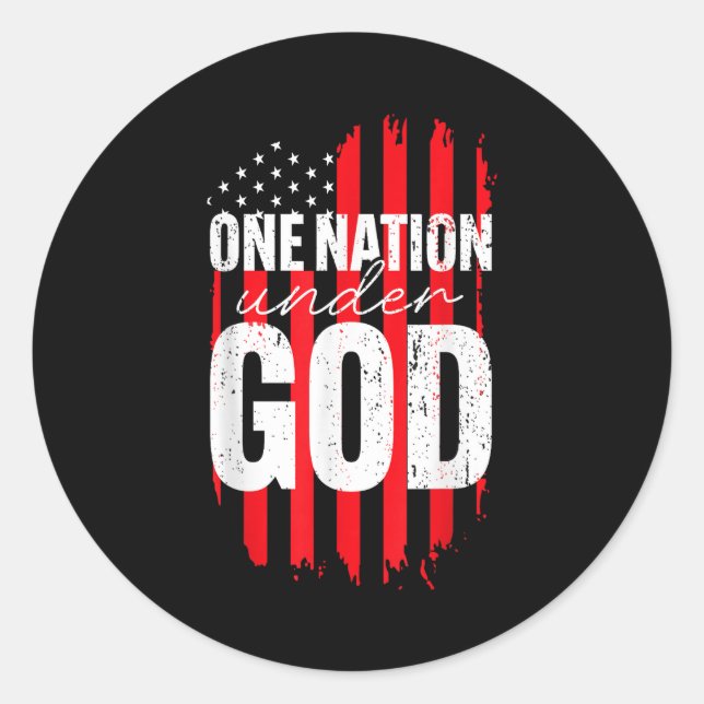 One Nation Under God American Flag Christian Jesus Classic Round Sticker (Front)
