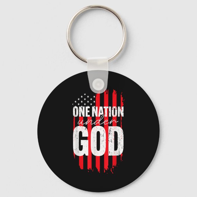 One Nation Under God American Flag Christian Jesus Key Ring (Front)