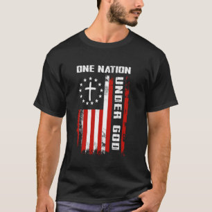 One Nation Under God American Flag Cross 4th Of Ju T-Shirt