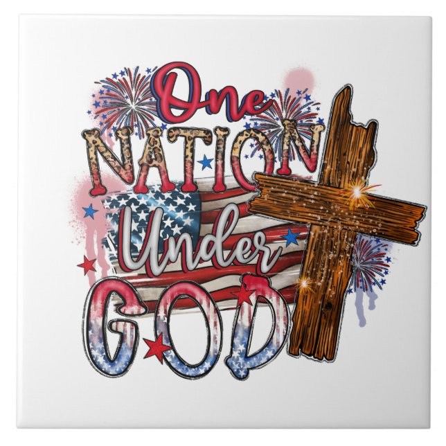 One Nation Under God Ceramic Tile (Front)