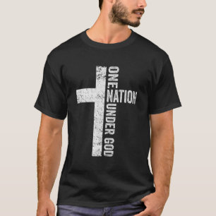 One Nation Under God - Christian Cross American Fl T-Shirt