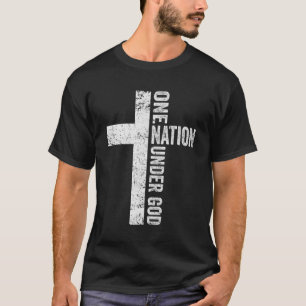One Nation Under God - Christian Cross American Fl T-Shirt
