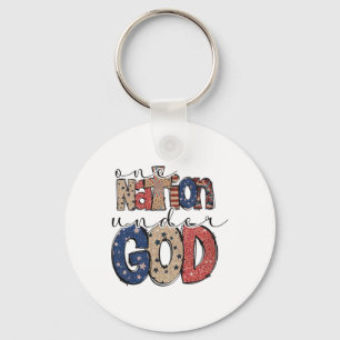 One Nation Under God Christian Patriotic 4th Of Ju Key Ring
