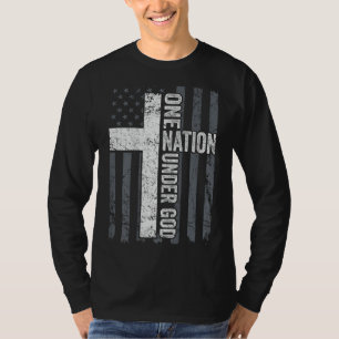 ONE NATION UNDER GOD - Christian Worship Cross Fla T-Shirt