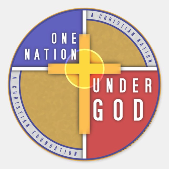 One Nation Under God Classic Round Sticker (Front)